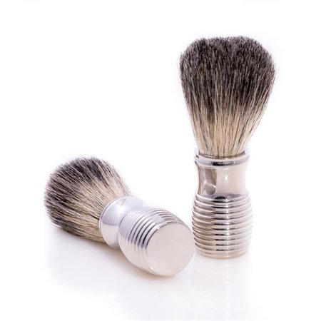 BEY BERK INTERNATIONAL Bey-Berk International BB50 Pure Badger Shaving Brush with Chrome Handle; Silver BB50